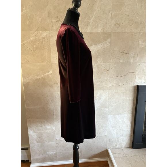 Betsey Johnson Collared Velvet Mini Dress - 2 Burgundy, Whimsigoth Holiday Twee - Picture 5 of 11